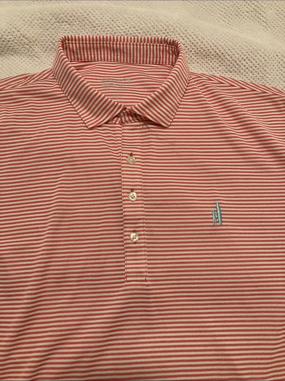 Johnnie-O Men's Red Striped golf Polo Shirt - Classic Collared Tee